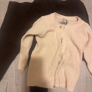 Melange Cream Textured Cardigan